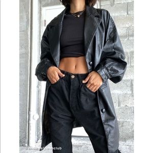 Faux Leather Car Coat